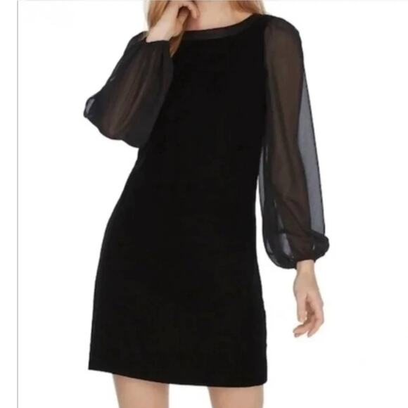 White House Black Market Dresses & Skirts - White House Black Market Velvet Ballon Long Sleeve Dress Size 0 Black